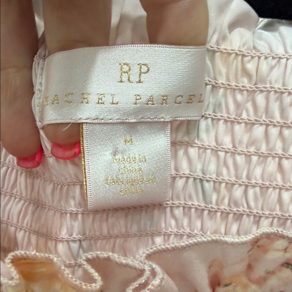 Rachel Parcell Floral Smocked Blouse in Pink and Orange - Picture 2 of 6